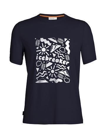 Pánské Tričko Icebreaker Tencel Bavlněné Krátké Sleeve Origins Tmavě Blankyt | CZ 1768HAPK